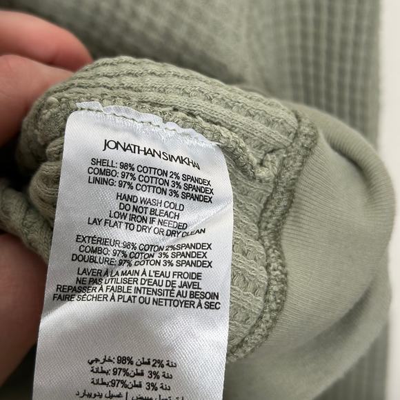 JONATHAN SIMKHAI Standard Everly Waffle Hoodie Willow Green {3T8} - Picture 6 of 6